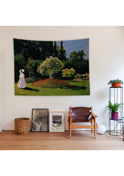 Woman In The Garden Duvar Örtüsü - 100 cm x 135 cm