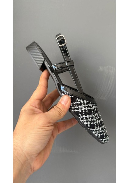 Kadın Tena Siyah Keten Arkası Acık Sivri Burun Günlük Babet indirimleri