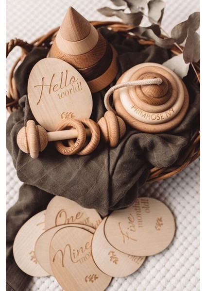 Ahşap Bebek Fotoğraf Çekimi Ay Kartları Yumurta Model