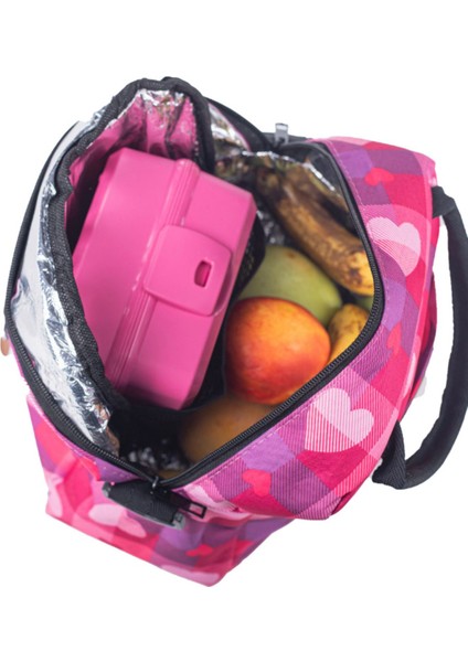Isı Yalıtımlı Su Geçirmez Termal Çanta Yemek Taşıma Beslenme Çantası Askılı Pembe Kalpli fiyatları