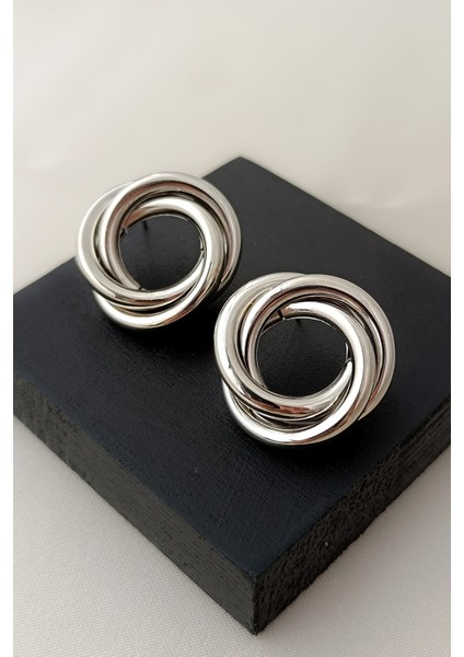 Silver Sarmal Retro Klasik Halka Geçme Günlük Trend Küpe