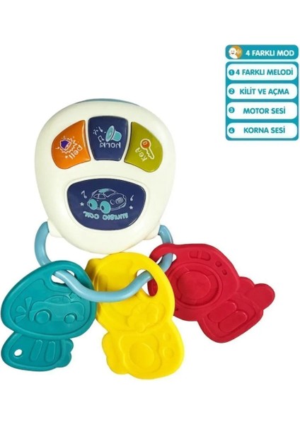 Beyaz Işıklı ve Müzikli Anahtarlık Bebek Piyanosu