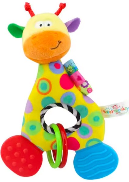 Zürafa Bebek Diş Kaşıyıcı Özellikli Çıngırak Peluş Oyuncak Ötmeli