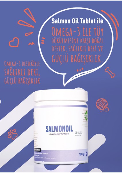 Salmonoil 120G Chew Tablet Kediler Için Omega-3 Desteği fiyatları