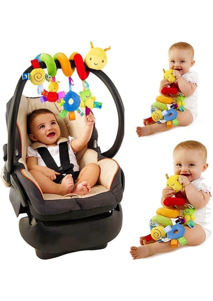 Bebek Beşik Puset Peluş Spiral Eğitici Çıngıraklı Oyuncak Bebek Arabası Asılan Yıkanabilen Oyuncağı