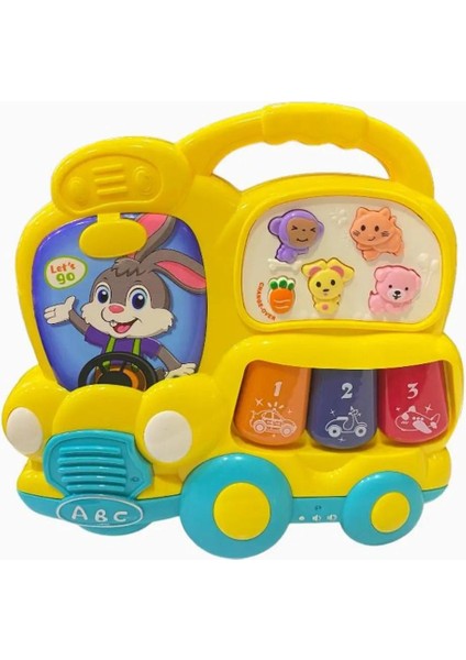 Sarı Işıklı ve Müzikli Otobüs Bebek Piyanosu