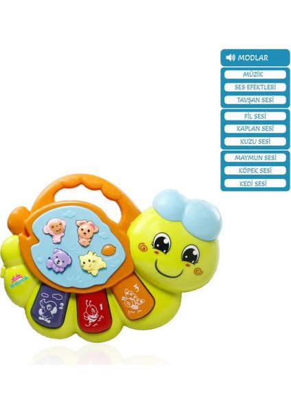 Yeşil Işıklı ve Müzikli Solucan Bebek Piyanosu