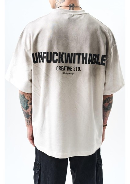0 Yaka Unfuckwithable Baskı Yıkamalı Erkek Oversize T-Shirt fiyatları