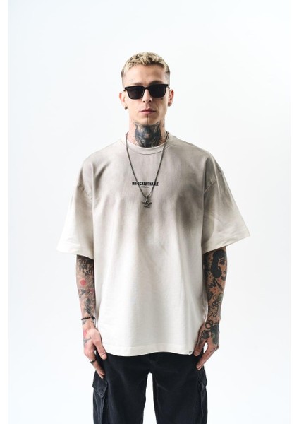 0 Yaka Unfuckwithable Baskı Yıkamalı Erkek Oversize T-Shirt modelleri