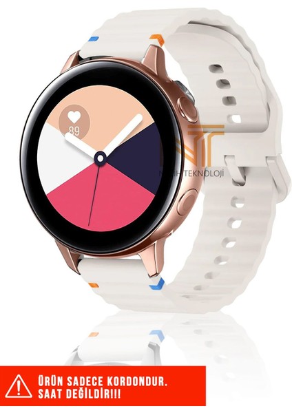 Samsung Galaxy Watch Active / Galaxy Watch Active 2 40/44MM Uyumlu Wave Silikon Kordon 20MM