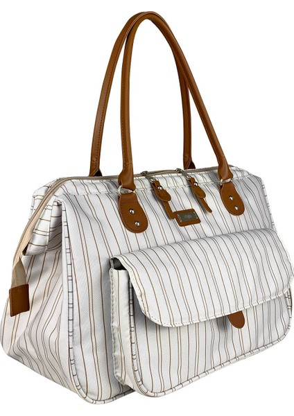 Milano Kadın Krem Çizgili Bebek Bakım Çantası fiyatları