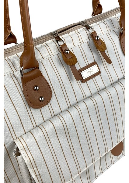 Milano Kadın Krem Çizgili Bebek Bakım Çantası fırsatları