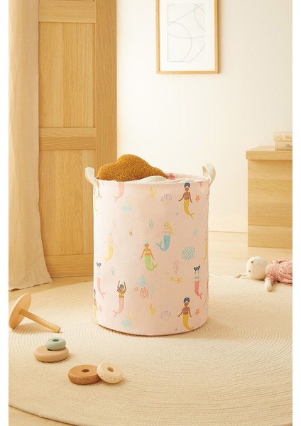 Katlanabilir Deniz Kızı Çocuk Odası Kirli Çamaşır Sepeti Oyuncak Sepeti 33X40