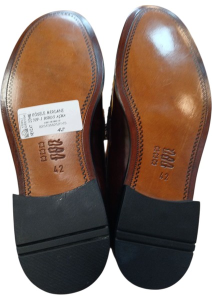 Kösele Bordo ve Siyah Açma Deri Loafer Püsküllü Dex-Ter P039 Günlük Klasik Ayakkabı