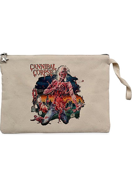 Cannibal Corpse Skull Krem Clutch Astarlı Cüzdan / El Çantası