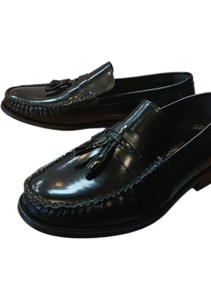 Kösele Bordo ve Siyah Açma Deri Loafer Püsküllü Dex-Ter P039 Günlük Klasik Ayakkabı
