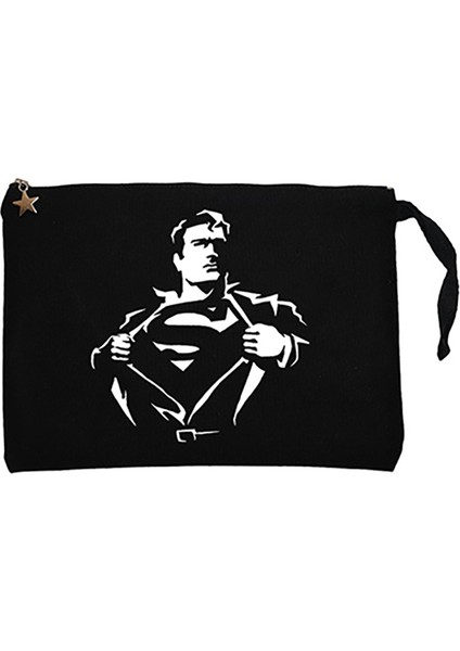 Superman Man Siyah Clutch Astarlı Cüzdan / El Çantası