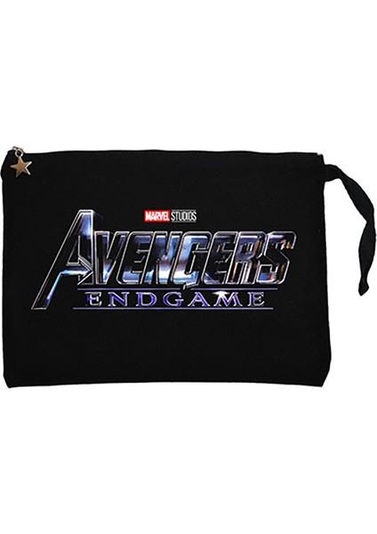 Avengers End Game Logo 2 Siyah Clutch Astarlı Cüzdan / El Çantası