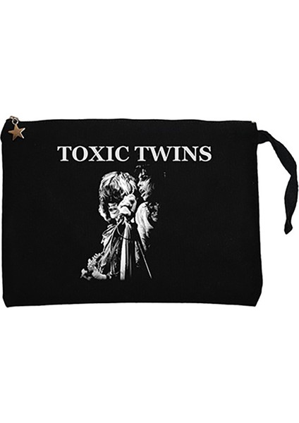 Aerosmith Toxic Twins Siyah Clutch Astarlı Cüzdan / El Çantası