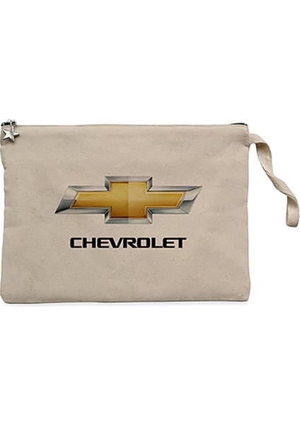 Chevrolet Logo Krem Clutch Astarlı Cüzdan / El Çantası