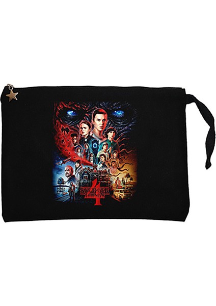Stranger Things Home Siyah Clutch Astarlı Cüzdan / El Çantası