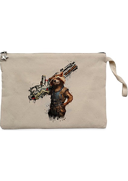 Rocket Raccoon Body Krem Clutch Astarlı Cüzdan / El Çantası