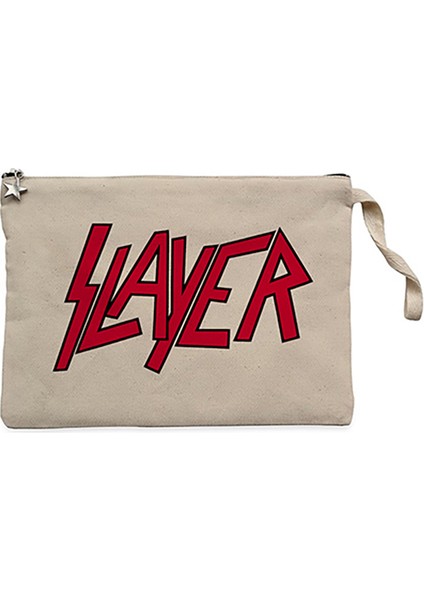 Slayer Logo Classic Krem Clutch Astarlı Cüzdan / El Çantası