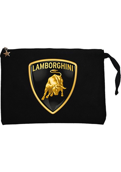 Lamborghni Logo 2 Siyah Clutch Astarlı Cüzdan / El Çantası