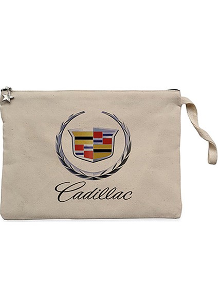 Cadillac Logo Krem Clutch Astarlı Cüzdan / El Çantası