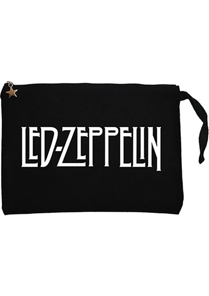 LED Zeppelin Logo Siyah Clutch Astarlı Cüzdan / El Çantası