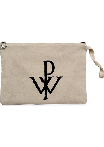 Powerwolf Logo Design Krem Clutch Astarlı Cüzdan / El Çantası