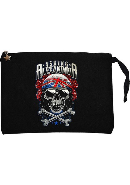 Asking Alexandria Skull Siyah Clutch Astarlı Cüzdan / El Çantası