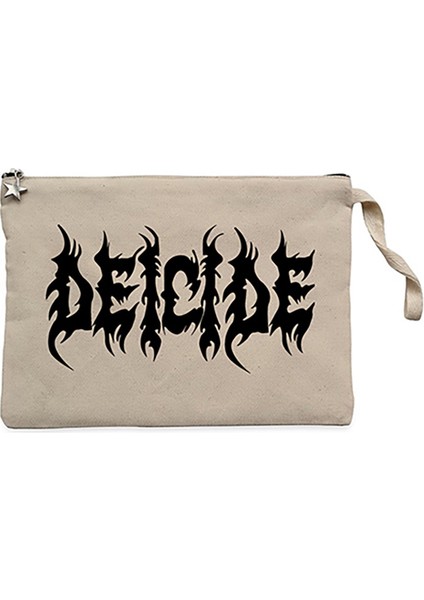 Deicide Logo Krem Clutch Astarlı Cüzdan / El Çantası