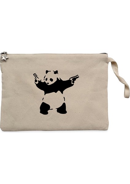 Panda Guns Krem Clutch Astarlı Cüzdan / El Çantası