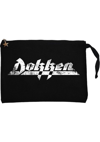Dokken Logo Siyah Clutch Astarlı Cüzdan / El Çantası