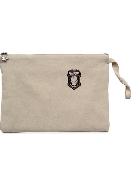 Call Of Duty Black Ops Skull Krem Clutch Astarlı Cüzdan / El Çantası