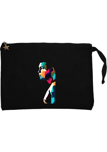 Muhammad Ali Portre Siyah Clutch Astarlı Cüzdan / El Çantası