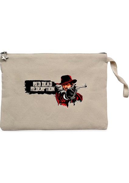 Red Dead Redemption 2 Afiş Krem Clutch Astarlı Cüzdan / El Çantası