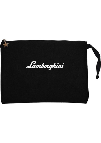Lamborghni Text Siyah Clutch Astarlı Cüzdan / El Çantası