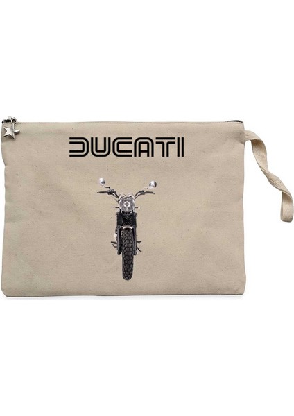 Ducat Scrambler Eıcma Krem Clutch Astarlı Cüzdan / El Çantası