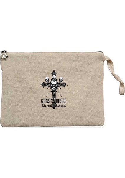 Guns N Roses Eternal Legends Krem Clutch Astarlı Cüzdan / El Çantası