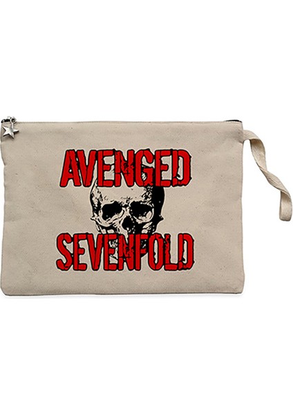 Avenged Sevenfold Skull Krem Clutch Astarlı Cüzdan / El Çantası