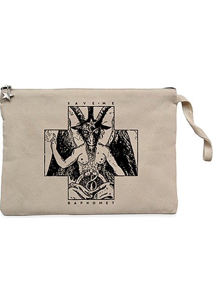 Baphomet Save Me Krem Clutch Astarlı Cüzdan / El Çantası