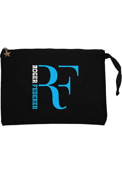 Roger Federer Blue Logo Siyah Clutch Astarlı Cüzdan / El Çantası