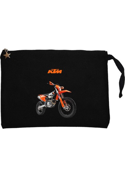 Ktm 500 Exc Enduro Motorcycle Siyah Clutch Astarlı Cüzdan / El Çantası