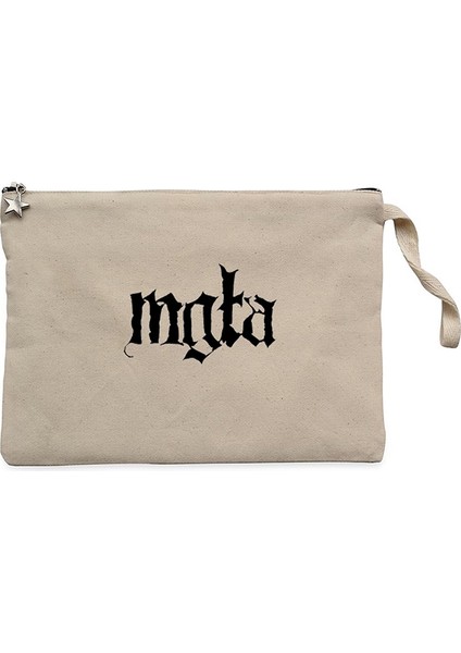 Mgla Logo Text Krem Clutch Astarlı Cüzdan / El Çantası