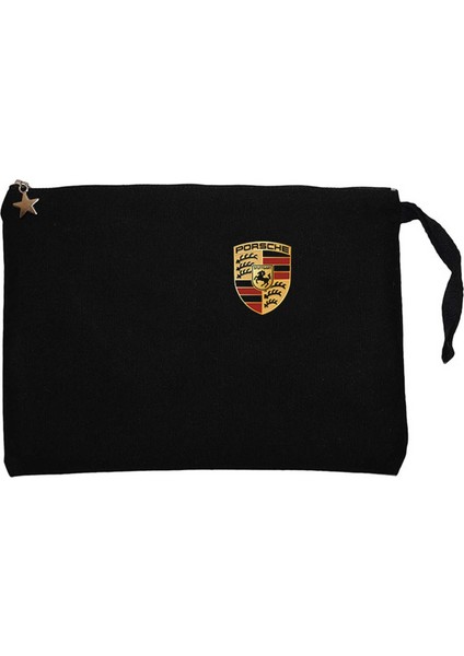 Porshe Logo Siyah Clutch Astarlı Cüzdan / El Çantası