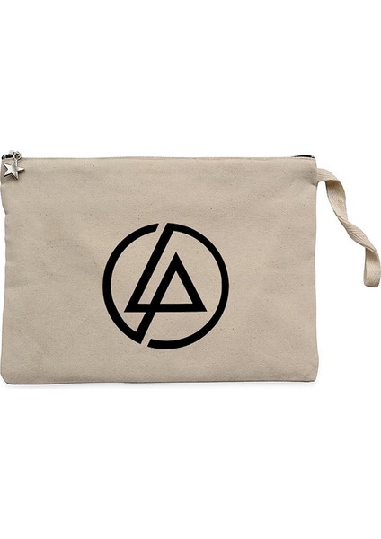 Linkin Park Classic Logo Krem Clutch Astarlı Cüzdan / El Çantası