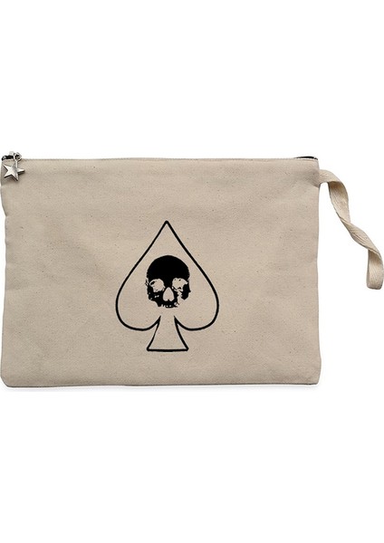 Motörhead Ace Of Spades Maça Krem Clutch Astarlı Cüzdan / El Çantası