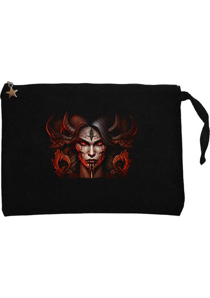 Diablo Iv Lilith Face Siyah Clutch Astarlı Cüzdan / El Çantası
